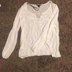 Sheer long sleeve boho top